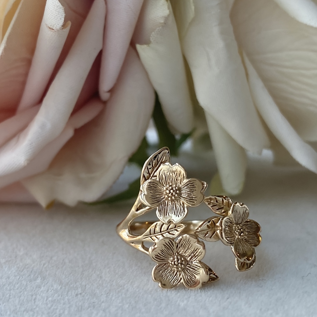 Bohemian Copper Floral Stone Open Ring Middle Eastern Inspired Jewelry